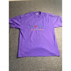 POLO‎ RALPH LAUREN Purple Logo Embroidered T-Shirt XL Hanes Heavyweight